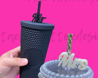 Mrs & Mr Straw Toppers | 3D Printed for 8.5mm STANDARD straws only - NOT for Stanley!