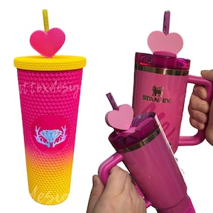 Large & XL Heart Straw Topper | 3D Printed for 8.5mm standard straws AND Stanley 30/40oz (1 size)!