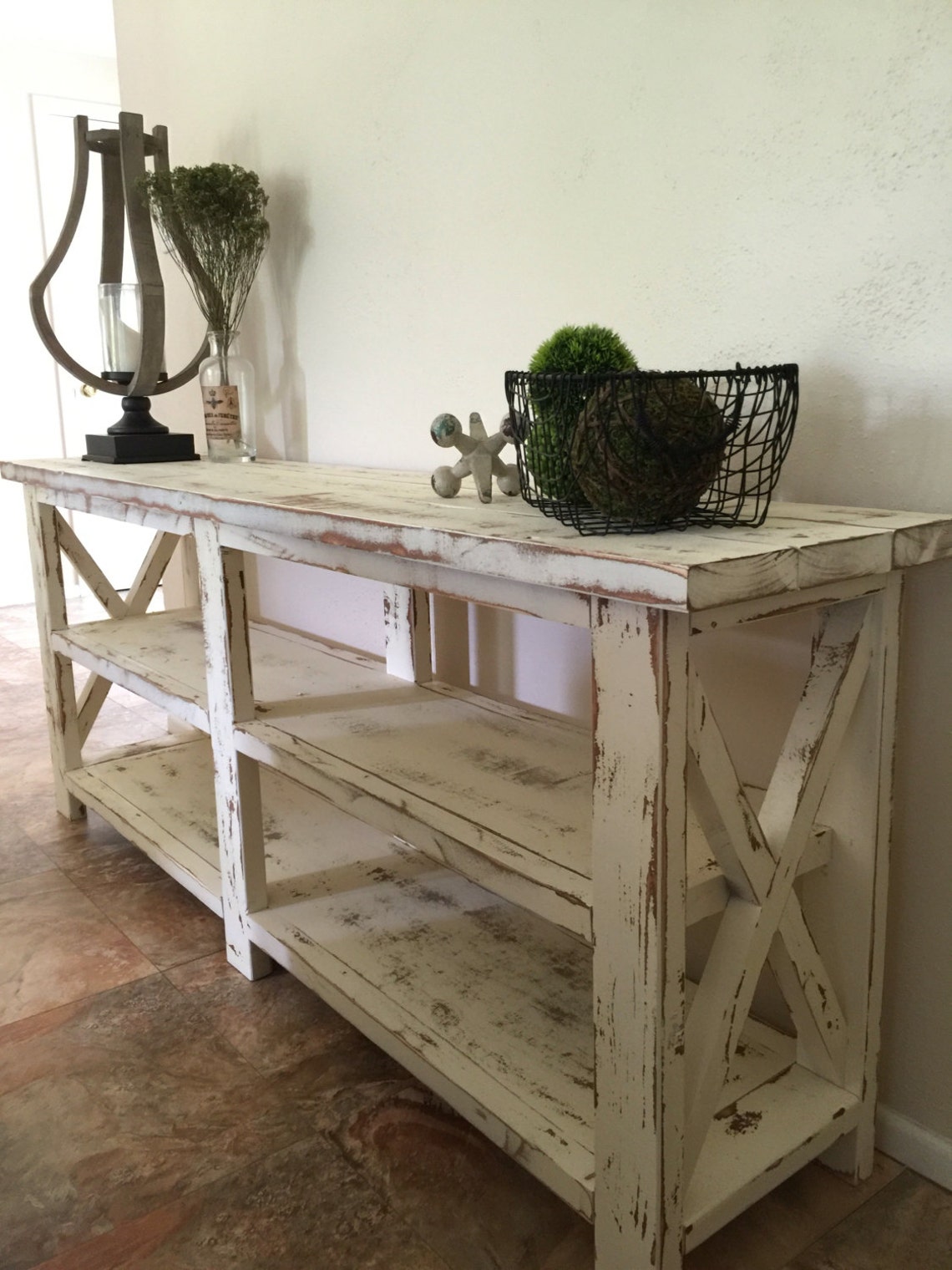 Wooden Farmhouse Console Table