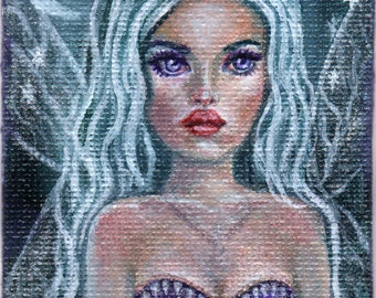 Moonglow framed oil on canvas Fairy miniature painting
