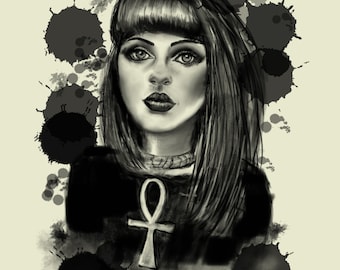 Goth Girl Print Fantasy Art Drawing Gothic Beauty by Laurie Leigh