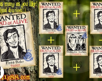 Tangled Flyers (6) - Flynn Rider & Stabbington Brothers Wanted Flyers Digital download