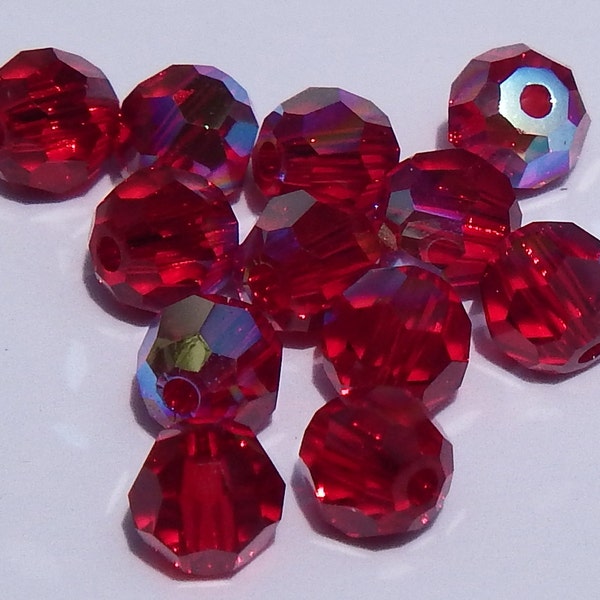 4 mm Swarovski Crystal Siam Red AB ,5000 Round with AB Finish Package of 24, #5000 Close Out Pricing