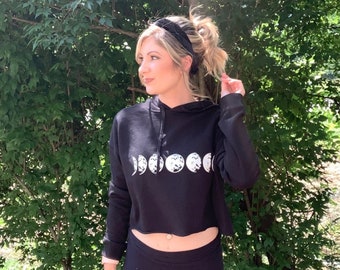 moon phase cropped hoodie