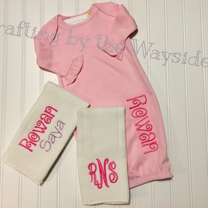 Personalized Baby Gown/Personalized Burp Cloths/Personalized Baby Girl Gown/Monogram Baby Gown/Personalized Baby Item