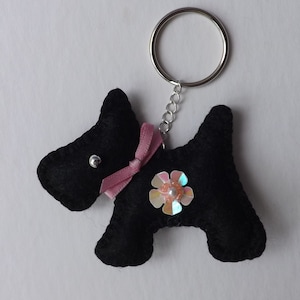 Scottie Dog Handbag Charm Dog Key Ring, Black Scottie Dog, Purse Charm.  Feutre cousu à la main. Cadeau d’amoureux de chien, cadeau de dames