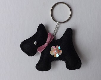 Scottie Dog Handbag Charm Dog Key Ring, Black Scottie Dog, Purse Charm.  Hand Sewn Felt. Dog Lovers Gift, Ladies Gift