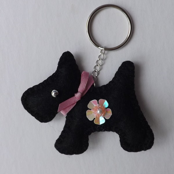 Scottie Dog Handbag Charm Dog Key Ring, Black Scottie Dog, Purse Charm.  Hand Sewn Felt. Dog Lovers Gift, Ladies Gift