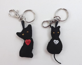 LUCKY BLACK CAT Purse Charm. Handbag Charm, Key Ring. Ginger Cat. Cat Lovers Gift, Christmas Gift, Good Luck Gift, Other Colours to Order.