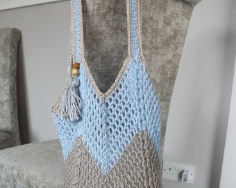 MESH MARKET BAG, Eco Friendly Gift,  Sustainable Bag, Fold-Away Mesh Market Bag, Hand Crocheted Bag