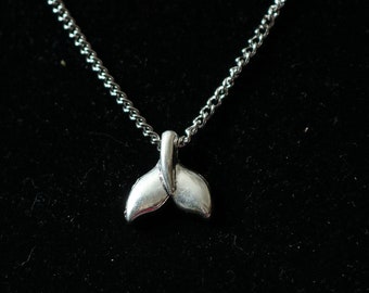 Silver Dolphin Tail Pendant Necklace