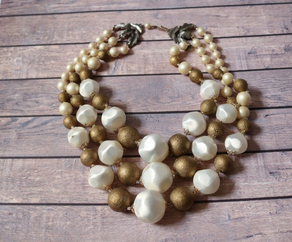Gold and White  MultiStrand Vintage - image 5