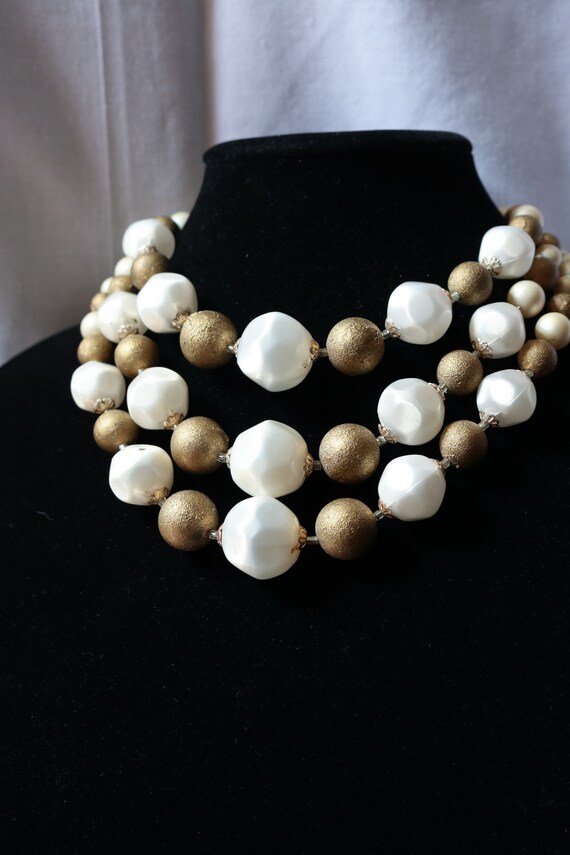 Gold and White  MultiStrand Vintage - image 3