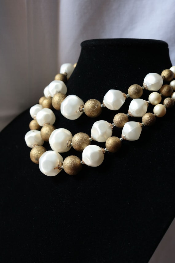 Gold and White  MultiStrand Vintage - image 2