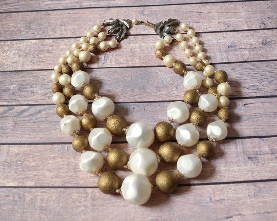 Gold and White  MultiStrand Vintage - image 4