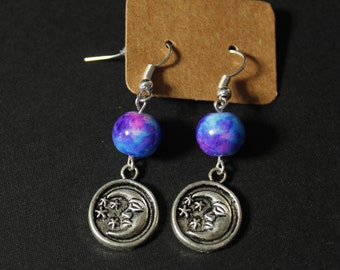 Hypoallergen Silber Mond und Sterne Galaxy Baumschmuck Ohrringe