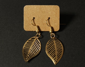 Hypoallergenic Gold Floral Leaf Pendant Dangle Earrings