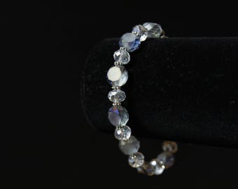 Purple and Silver Faceted Beaded Bracelet