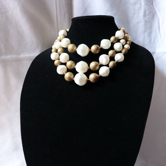 Gold and White  MultiStrand Vintage - image 1