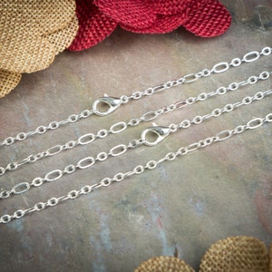 10 Silver Plated Necklaces / Figaro Style Links / Lobster Clasp / 18 20 24 Inch / Jewelry DIY chain / BULK chain / ZF350-10 image 1