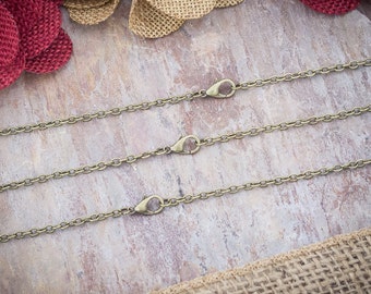 10 Antique Brass Necklaces / Cable Style Links 4x3mm / Lobster Clasp / 18 20 24 Inch / Jewelry DIY chain / BULK chain / ZF087-10