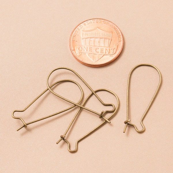 100 Pcs Antique Brass plated Kidney Earwire 25mm x 11mm / Z003-100