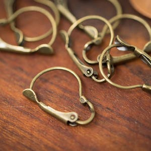 50 Leverback Earwires Antique Brass plated Earrings 13mm x 19mm - Wholesale BULK pricing - Ships from California USA - Z403-50