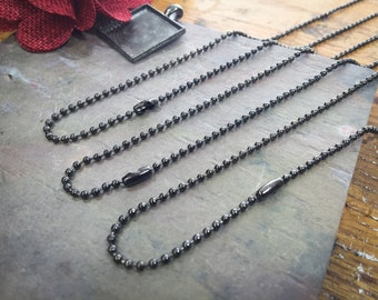 100 Gunmetal BALL Chains / 2.4mm / Bulk Necklace Chain / With Closure / 24 Inch / Jewelry DIY / BOHO style / ZF292-100