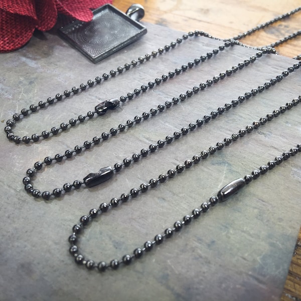 20 Gunmetal BALL Chains / 2.4mm / Bulk Necklace Chain / With Closure / 24 Inch / Jewelry DIY / BOHO style / ZF292-20