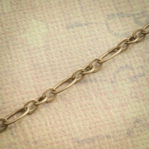 32ft Antique Brass Chain Vintage Long Short Figaro Fancy Links 3-6mm links Bulk Necklace Chain Jewelry DIY / Z088-32 image 5