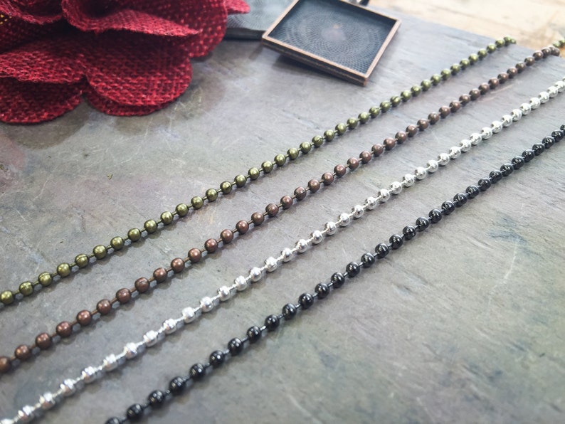 100 Antique Brass BALL Chains 2.4mm Bulk Necklace Chain With Closure 24 Inch Jewelry DIY BOHO style ZF293-100