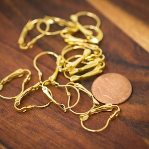 100 Leverback Earwires Gold Plated Earrings 13mm x 19mm - Wholesale BULK pricing - Ships from California USA - Z402-100