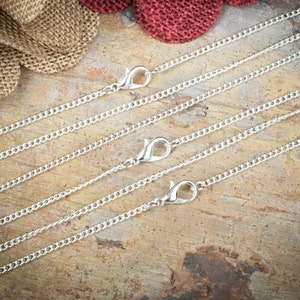 20 Silver Plated Necklaces / Petite Curb Chain 2.0mm link / Lobster Clasp / 18 20 24 Inch / Bulk Necklace DIY / ZF358-20