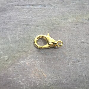 50 Pcs Gold Plated Brass Lobster Clasp 12mm x 7mm / Necklace or Bracelet Clasp Closure / BULK Lobster Clasp / Z801-50 image 2