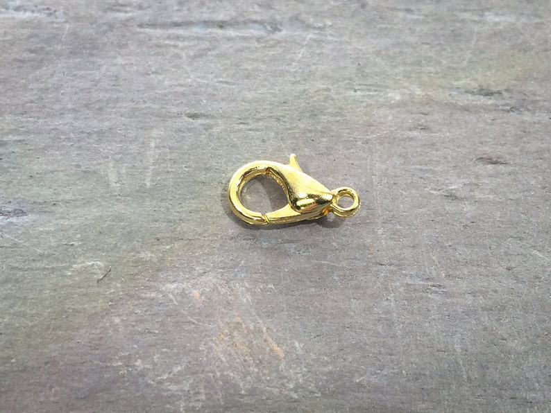 50 Pcs Gold Plated Brass Lobster Clasp 12mm x 7mm / Necklace or Bracelet Clasp Closure / BULK Lobster Clasp / Z801-50 image 2