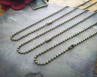 100 Antique Brass BALL Chains / 2.4mm / Bulk Necklace Chain / With Closure / 24 Inch / Jewelry DIY / BOHO style / ZF293-100