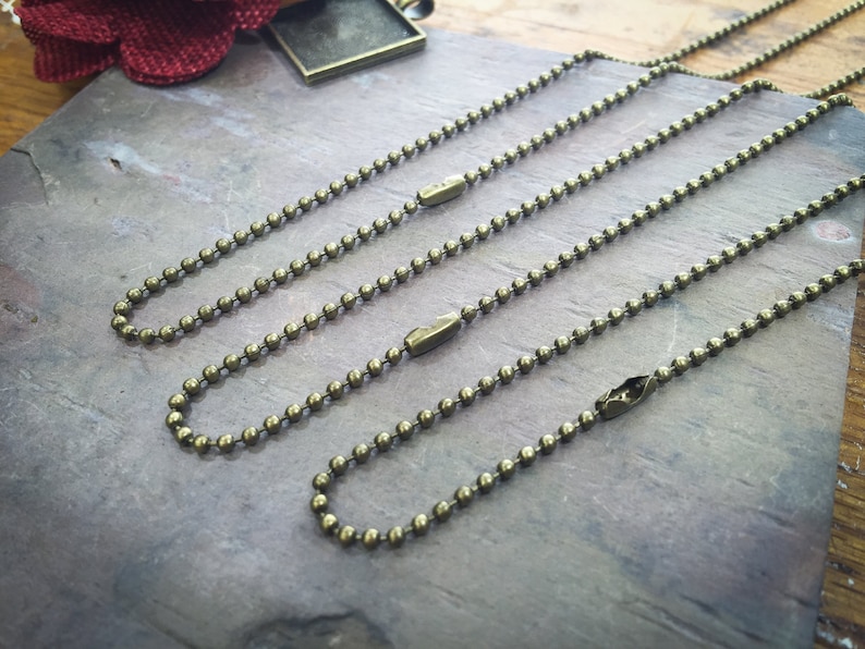 100 Antique Brass BALL Chains 2.4mm Bulk Necklace Chain With Closure 24 Inch Jewelry DIY BOHO style ZF293-100
