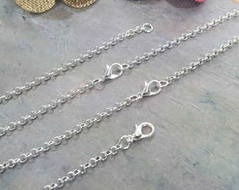 20 Silver Plated ROLO Necklaces / 3.0mm Links / Lobster Clasp / 18 20 24 Inch / Charm Bracelet Chain / Jewelry DIY BULK / ZF121-20