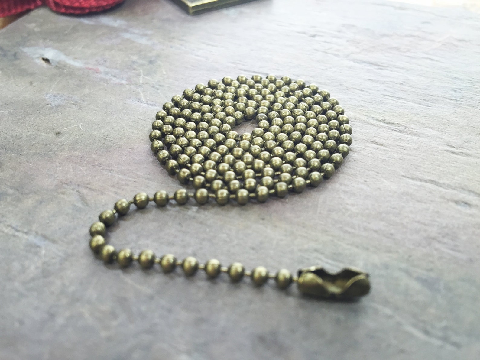 Ball Chain Head 20 Antique Brass BALL Chains / 2.4mm / Bulk Necklace Chain / With ...