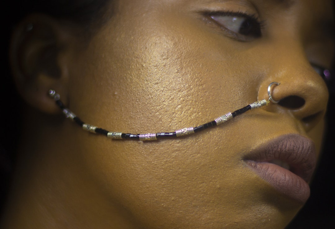 Bohemian Glass Bead Nose Chain – Handmade Dainty Face Jewelry, for ...