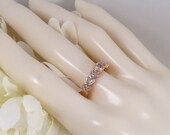 Vintage Jewellery Yellow Gold Ring with White Sapphire White Sapphire Love Hearts Antique Art Deco Jewelry small ring size P