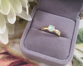 Vintage Art Deco Jewellery Yellow Gold Ring with Opal Antique Dress Jewelry Ring Size 6