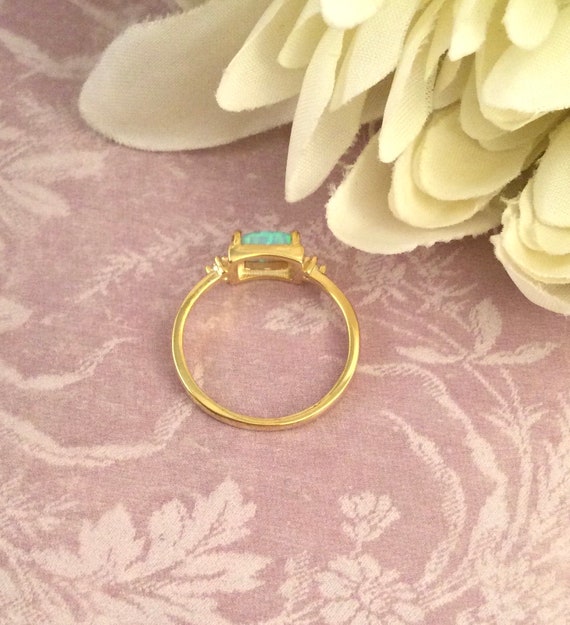 Vintage Jewellery Yellow Gold Ring Blue Opal Whit… - image 8