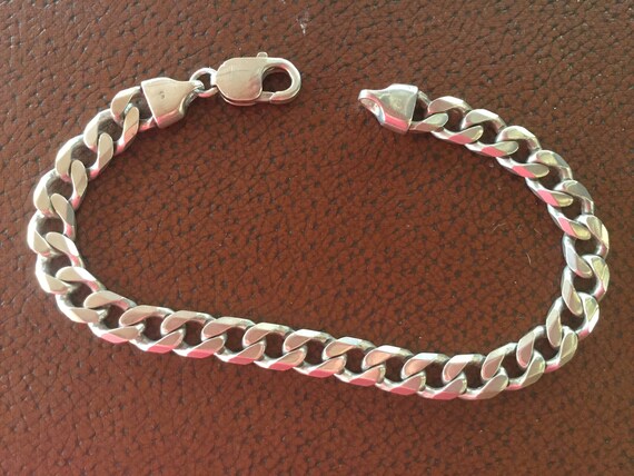 Retro Vintage Mod Jewellery Solid Sterling Silver Bracelet Chain