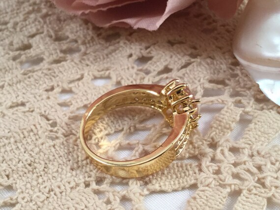 Vintage Jewellery Yellow Gold Ring with Pink and … - image 8