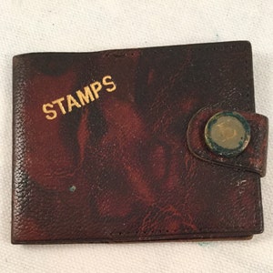 Antique Vintage leather book booklet case wallet for STAMPS