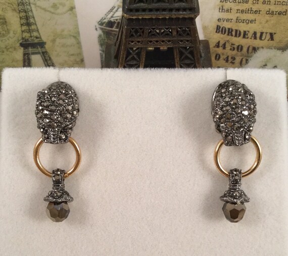 Vintage Jewellery Silver and Gold Earrings with M… - image 3