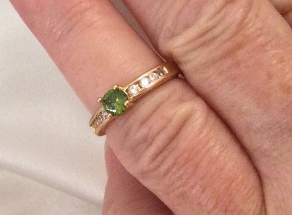 Vintage Jewellery Yellow Gold Ring with Peridot a… - image 4