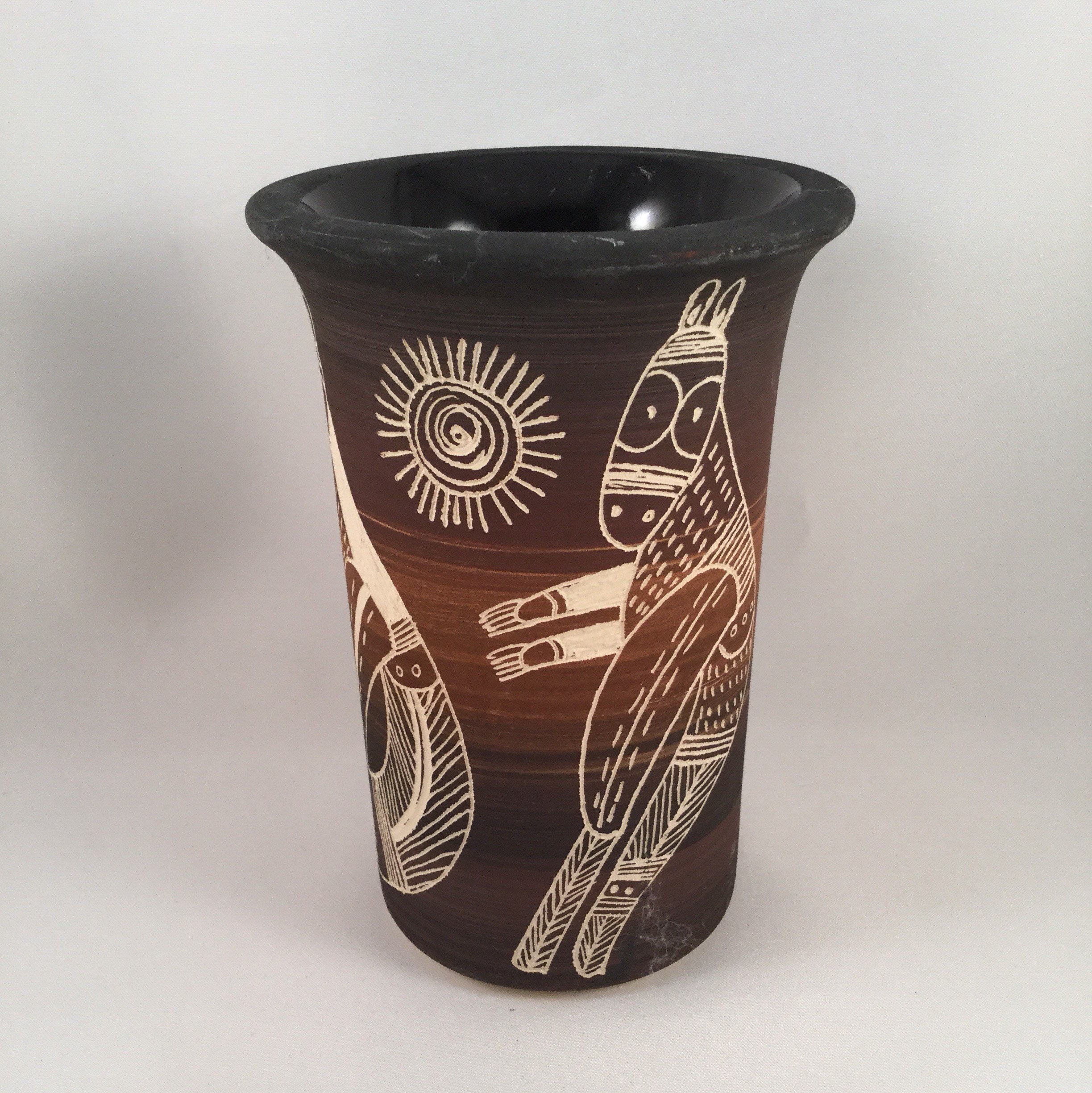 Vintage Pottery Vase with hand painted Australian Aboriginal Etsy 日本