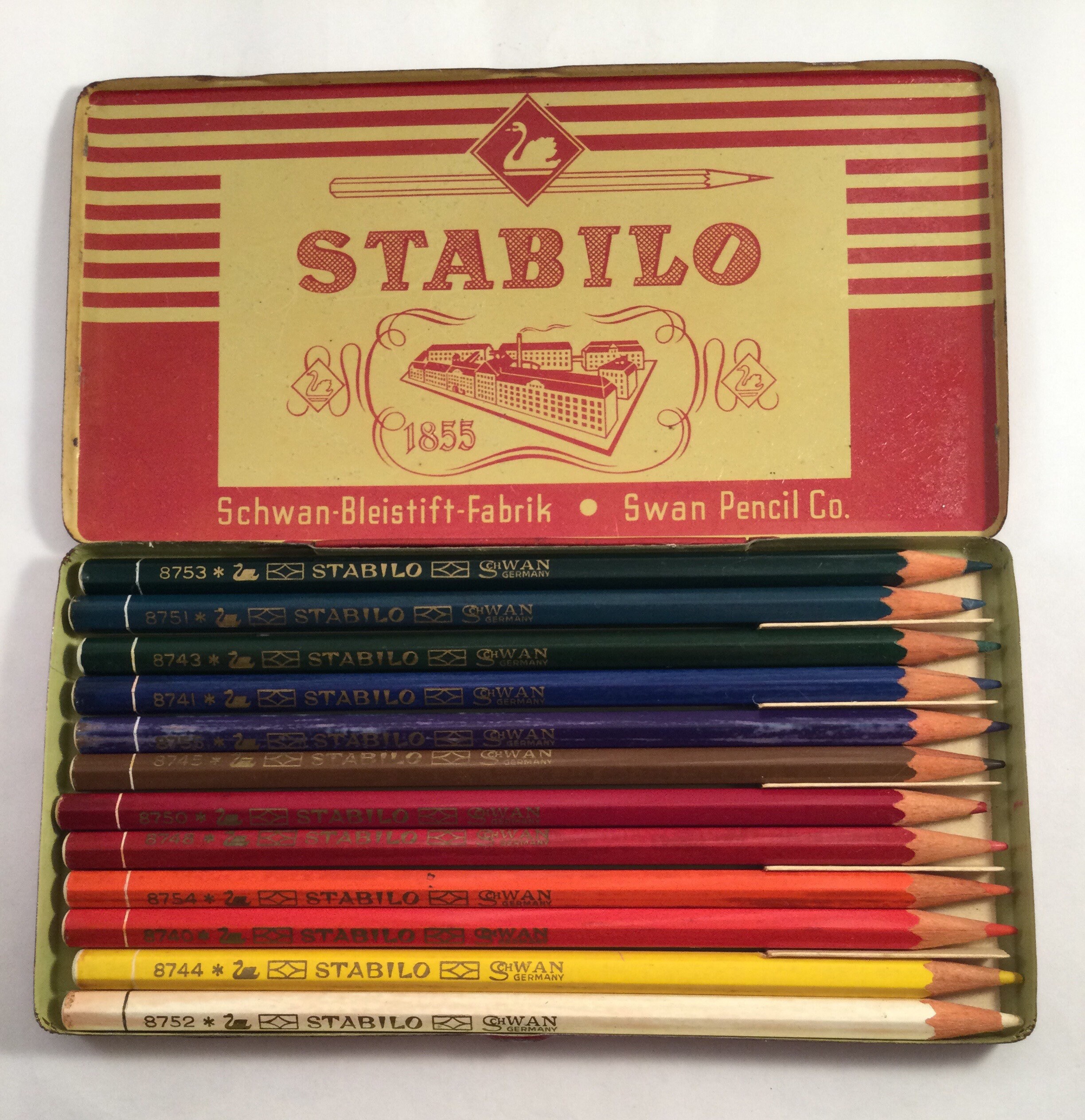 Vintage Old Tin Stabilo Swan coloured pencils Antique Etsy 日本